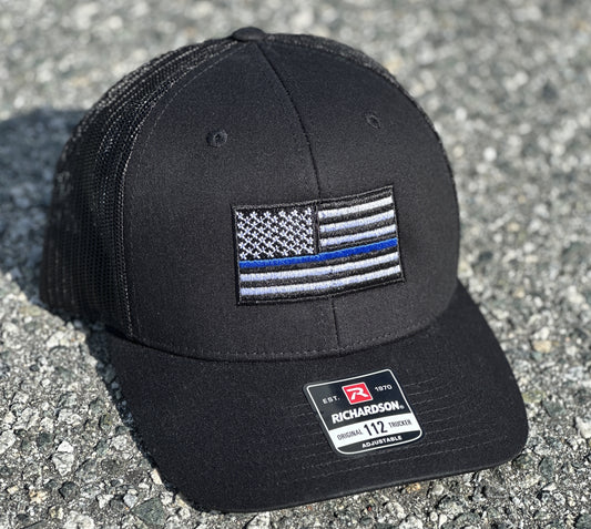 American Blue Line Flag Trucker Cap - Police Support